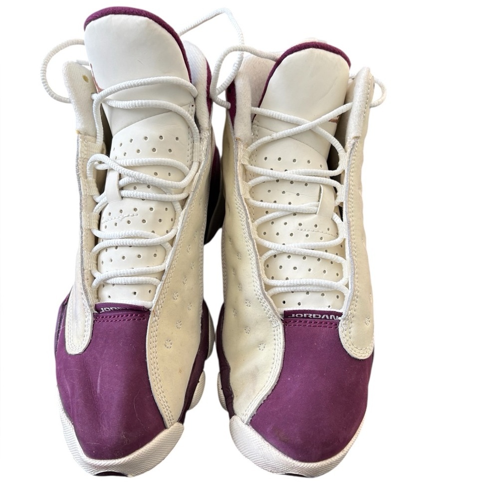 Jordan 13 Retro Bordeau burgundy tan sneakers